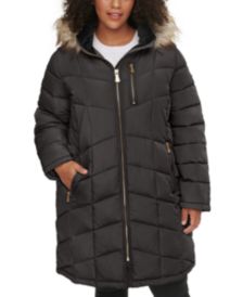 Plus Size Faux-Fur-Trim Hooded Puffer Coat, Created for Macy's