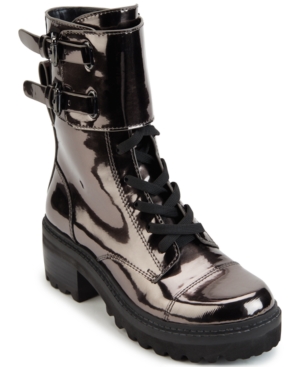 image of Dkny Women-s Bart Lace-Up Buckled Lug Sole Booties