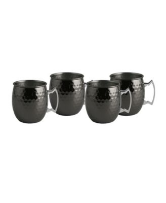 Faceted Metallic Black Moscow Mule Mugs - Set of 4