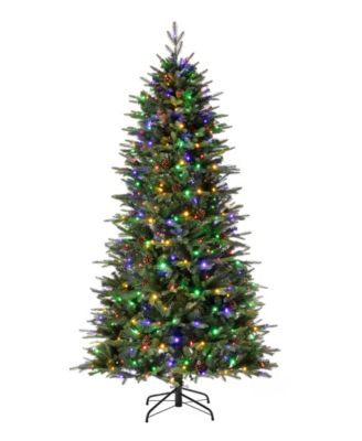 7ft Pre-Lit Green Fir Artificial Christmas Tree with 500 LED Lights, Multi-color, remote controller