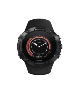 image of Suunto 5 Men-s All Black Silicon Strap Compact Gps Sports Watch, 46mm