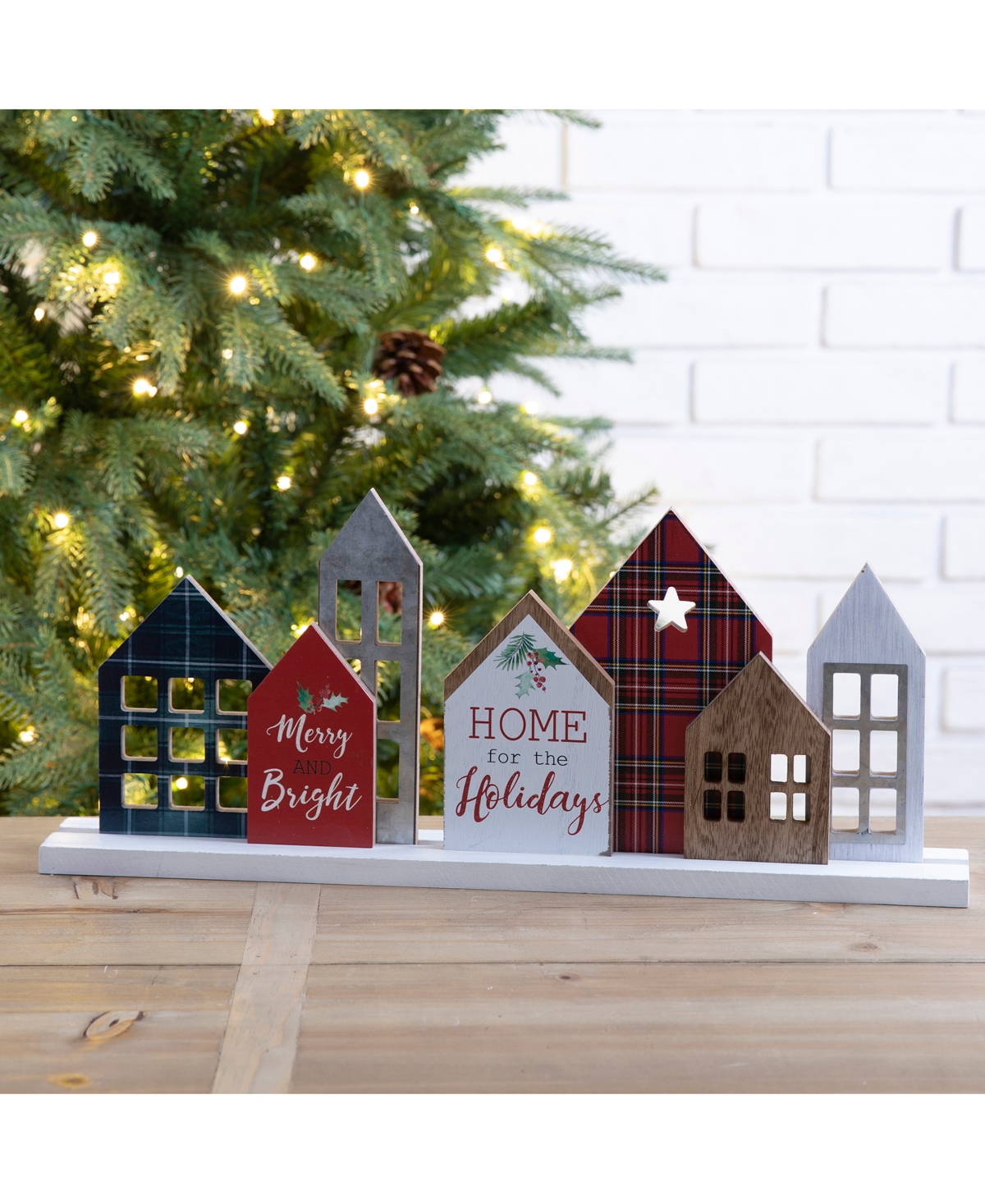 Metal and Wooden Christmas House Decor - Multi