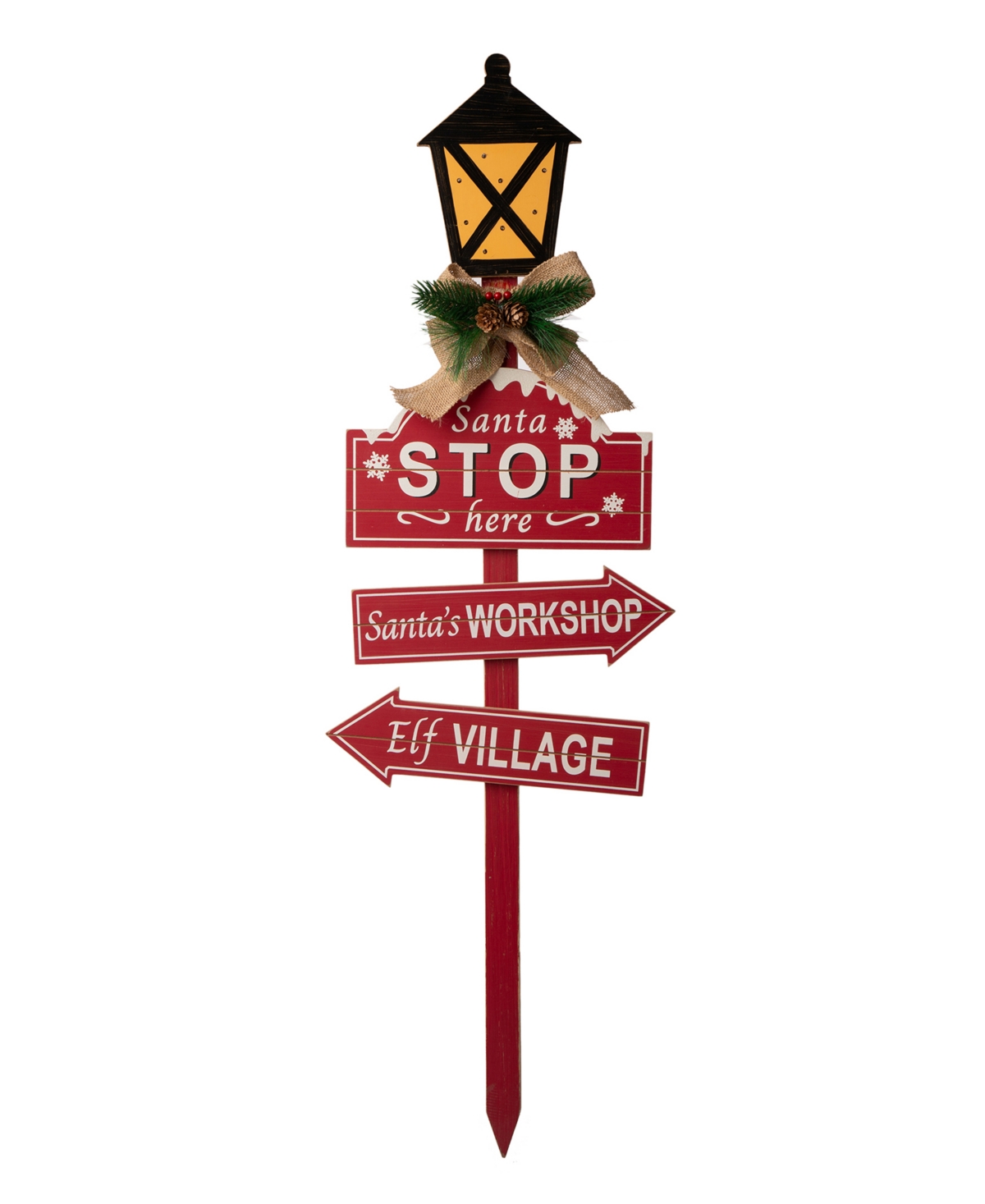 Glitzhome Wooden Christmas Yard Stake with Led Light