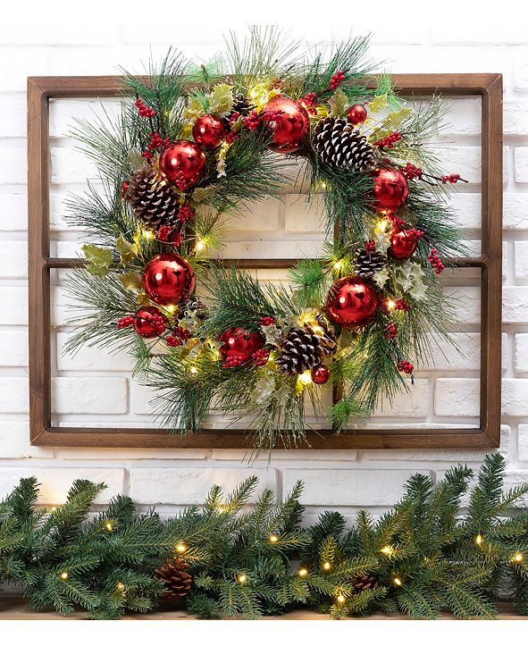 Glitzhome Wooden Window Frame Wall Decor with Christmas