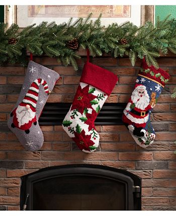 Glitzhome Hooked Stocking, Santa - Macy's