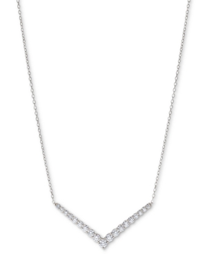 image of Diamond Chevron Statement Necklace (2 ct. t.w.) in 14k White Gold, 16