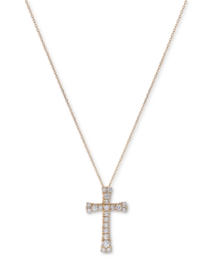 image of Diamond Cross Pendant Necklace (1 ct. t.w.) in 14k Gold, 16