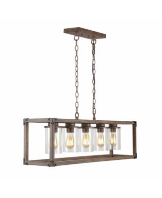 Zeniba 5-Light Linear Adjustable Rustic Farmhouse LED Pendant