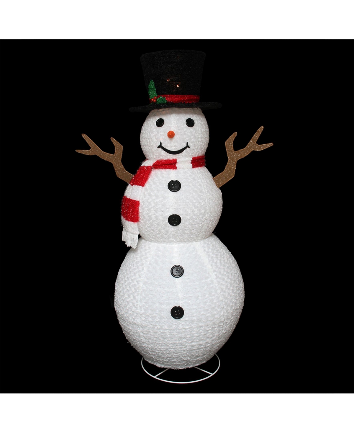 Northlight Pre-Lit Chenille Swirl Large Snowman with Top Hat Christmas Outdoor Decoration