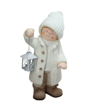 Northlight Winter Boy Holding A Tealight Lantern Christmas Table Top Figure