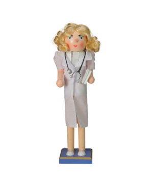 Northlight Wooden Nurse Christmas Nutcracker With Stethoscope In White