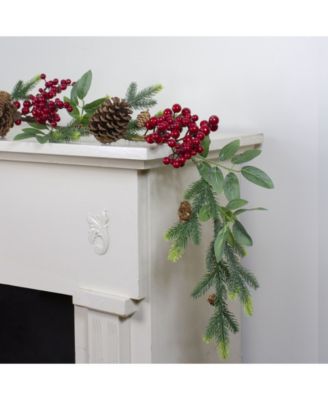 Pine Springs Berries and Pine Cones Artificial Christmas Garland-Unlit