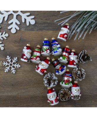 Winter Snowmen and Santa Claus Figurine Glass Christmas Ornament