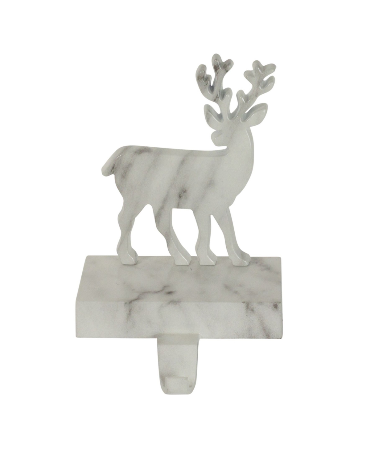 Marbled Standing Deer Christmas Stocking Holder - White