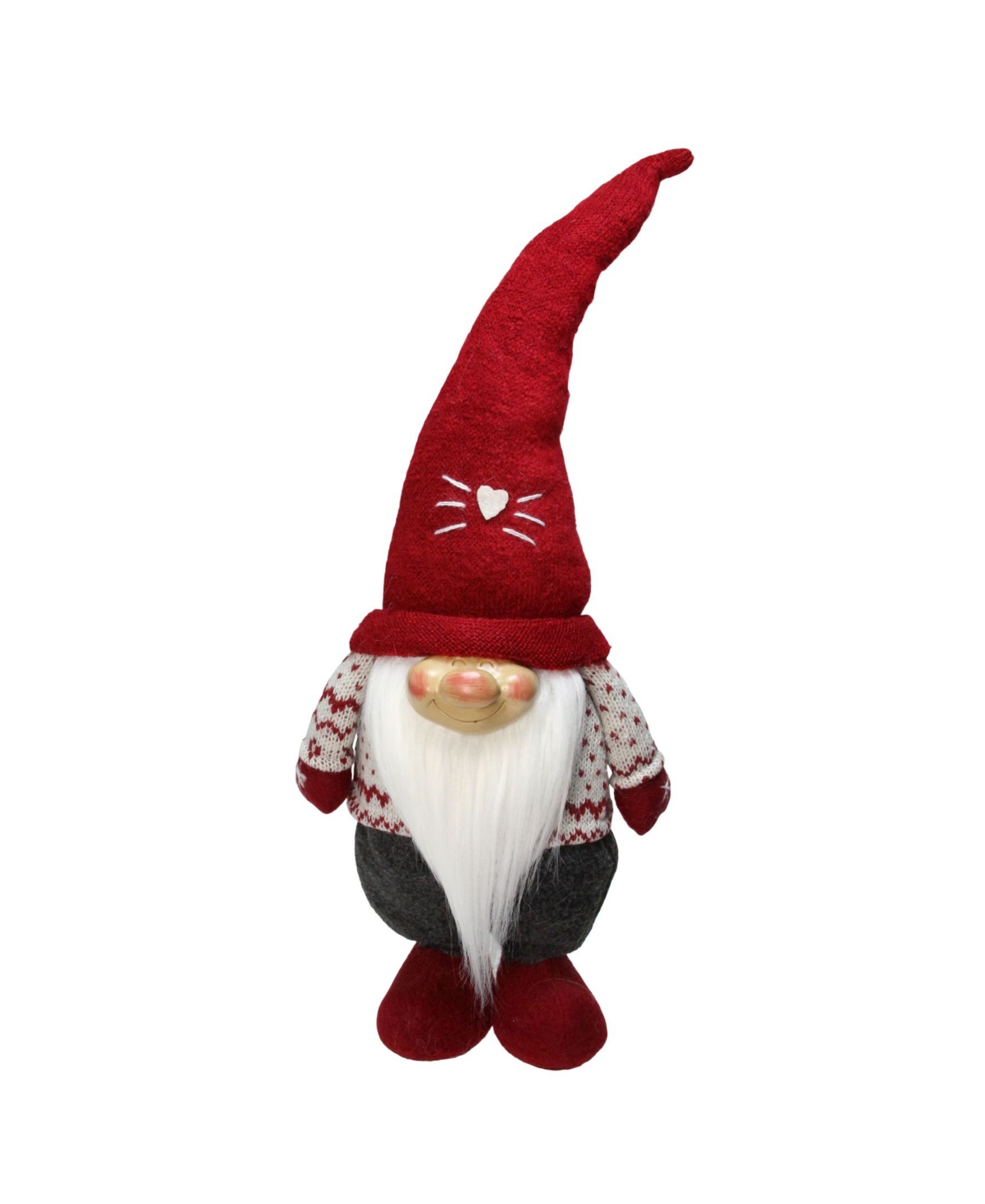 Gnome Wearing Hat with Heart Christmas Decoration - Red