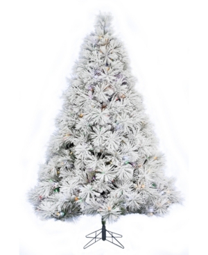 Perfect Holiday 65' Prelit Atka Pine Flocked Christmas Tree with 450 Led Lights