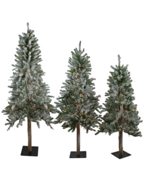 Northlight Pre-Lit Slim Flocked Alpine Artificial Christmas Trees