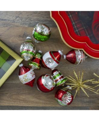 9 Count Finish Glass Christmas Finial Ornaments