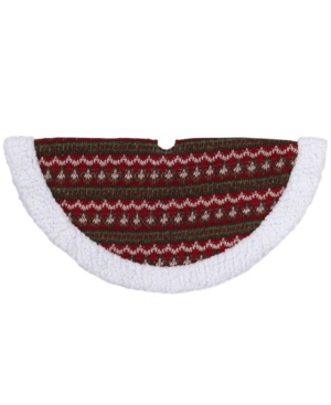 Northlight Lodge Knitted Mini Christmas Tree Skirt With Sherpa Trim In Red