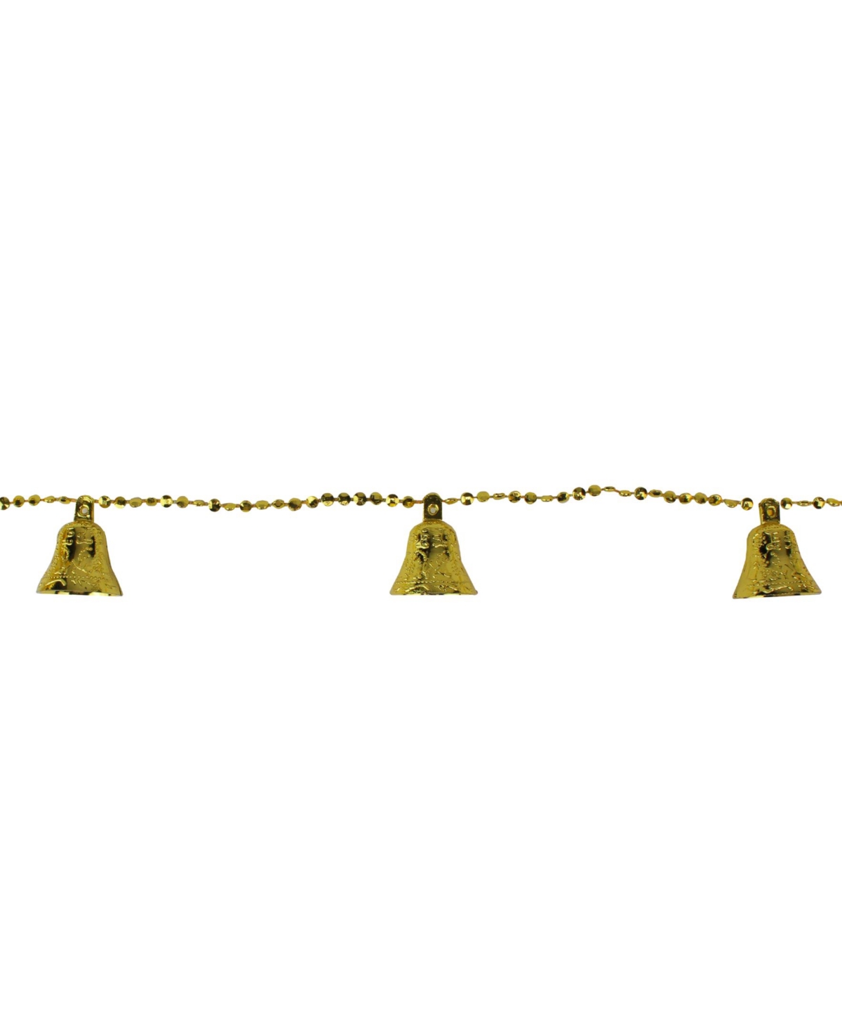 Unlit Northlight Unlit Shiny Gold Tone Bell Beaded Artificial Christmas Garland Set - Gold