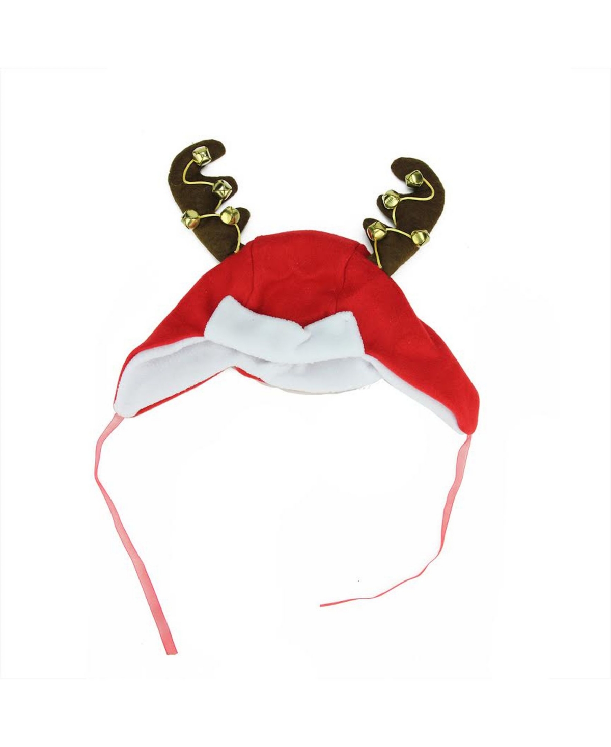 and Reindeer Antlers Unisex Adult Christmas Trapper Hat Costume Accessory - Red