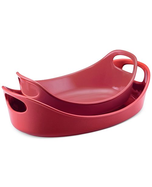 Rachael Ray Stoneware Set Of 2 Bubble Brown Baking Dishes Reviews Bakeware Kitchen Macy S
