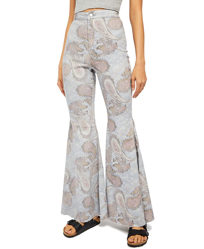 Free People Just Float On Flared Paisley-Print Jeans - Macy's