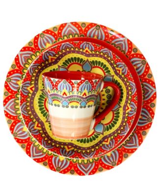 Zen Mozaik Red 16 Pc. Dinnerware Set, Service for 4