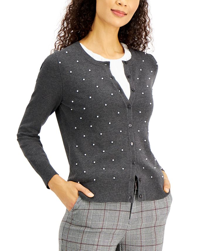 Pearl Embellished Button-Down Cardigan, Created for Macy's -