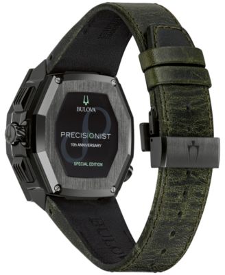 Men's Precisionist Chronograph Green Leather Strap Watch 44.7x46.8mm, A Special Edition