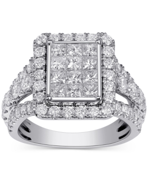 image of Diamond Princess Square Cluster Ring (3 ct. t.w.) in 14k White Gold