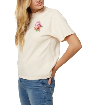 O'neill Juniors' Flamingo Cotton Graphic T-shirt In Vanilla Cr