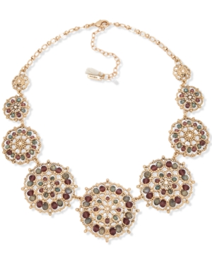 image of lonna & lilly Gold-Tone Crystal & Bead Filigree Statement Necklace, 16