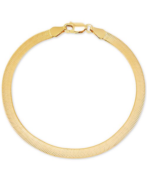 alfani Giani Bernini Herringbone Link Chain Bracelet in 18k Gold-Plated Sterling Silver Created for Macy's Jewelry & Watches