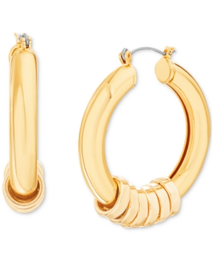 image of Steve Madden Gold-Tone Ring-Beaded Hoop Earrings