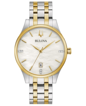 image of Bulova Women-s Classic Diamond-Accent Two-Tone Stainless Steel Bracelet Watch 36mm