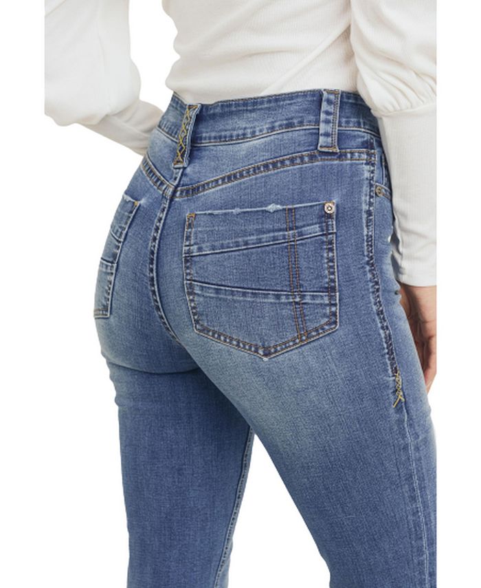 Rubberband Stretch Women's MidRise Destructed Skinny Jeans Macy's