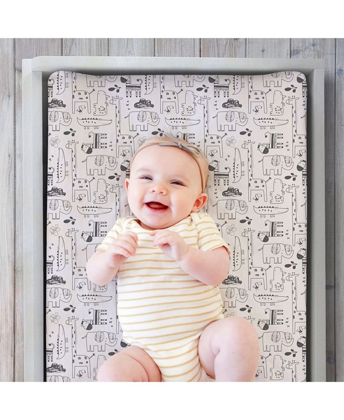 The Peanutshell 2 Pack Changing Pad Cover, Animal and Tribal Stripe