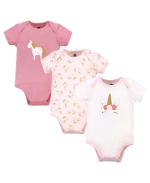 Hudson Baby Girls Unicorn Bodysuits Pack of 3