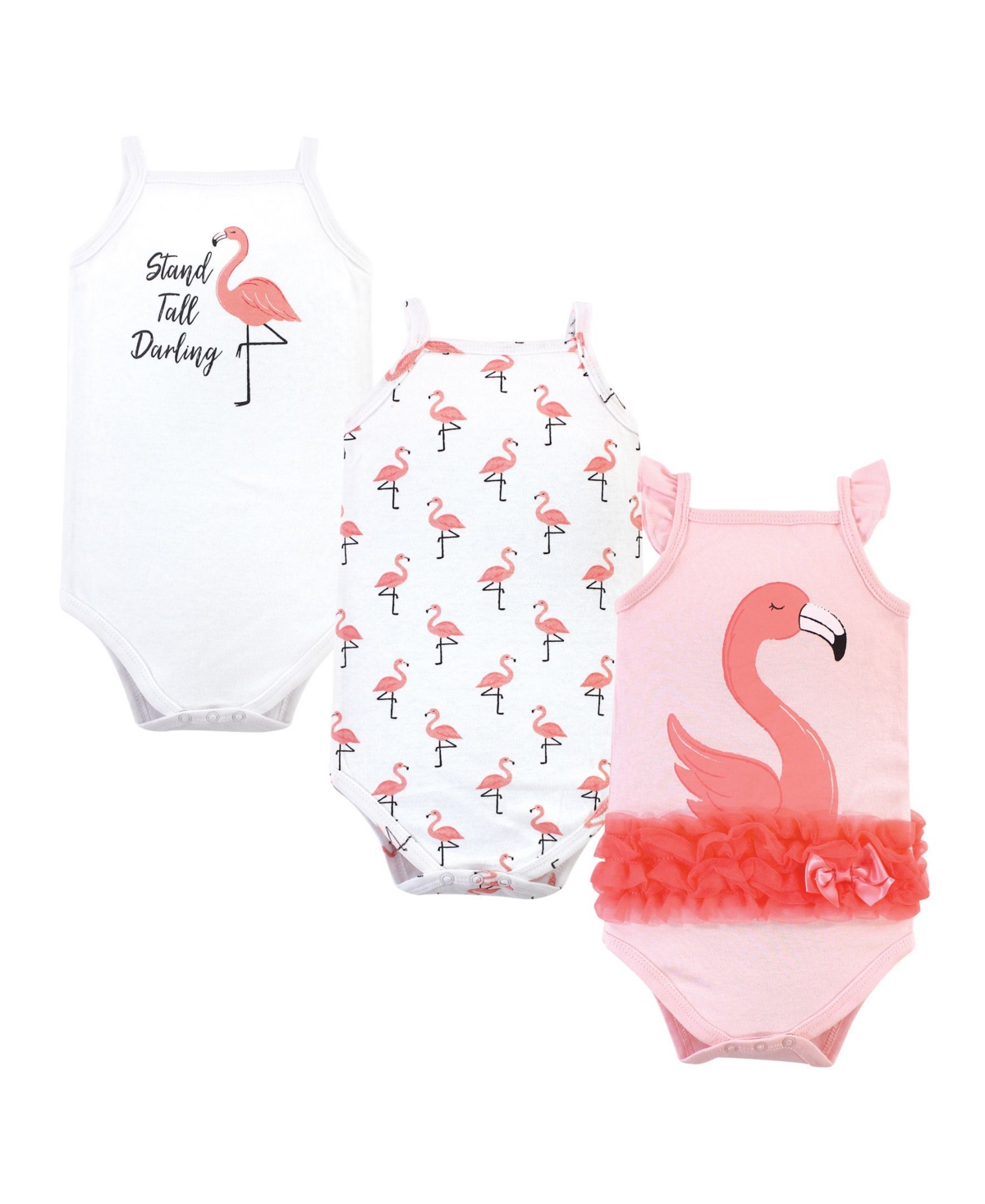 Little Treasure Baby Girls Treasure Baby Cotton Bodysuits 3pk, Flamingo
