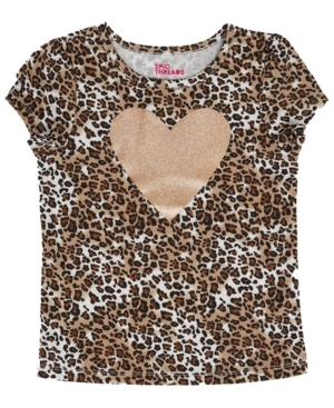 image of Epic Threads Little Girls Short Sleeve Leopard Print Graphic Mix and Match Tee