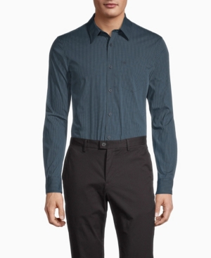 Calvin Klein Stretch Cotton Gingham Button-Down Shirt