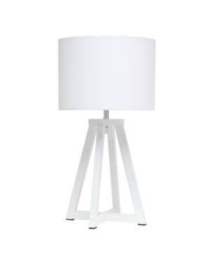 Simple Designs Interlocked Triangular Wood Table Lamp with Fabric Shade