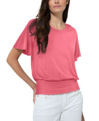 Michael Kors - Flutter-Sleeve Smocked-Waist Top