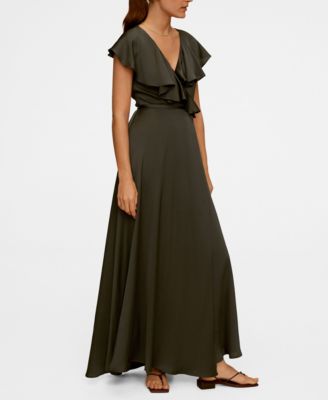 slim fit dress slacks Casual Sage Green Off The Shoulder Tulle Boho Prom Dress main image 0