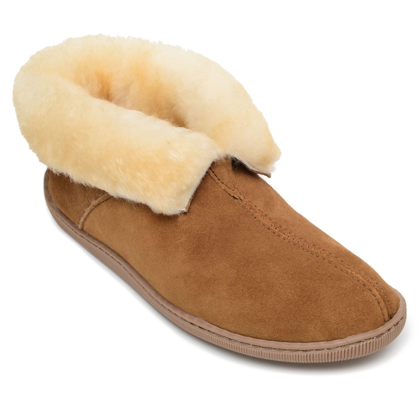 Мужские тапочки Minnetonka Sheepskin Ankle Boot Slipper, цвет: Рыжевато-коричневый — фото 1