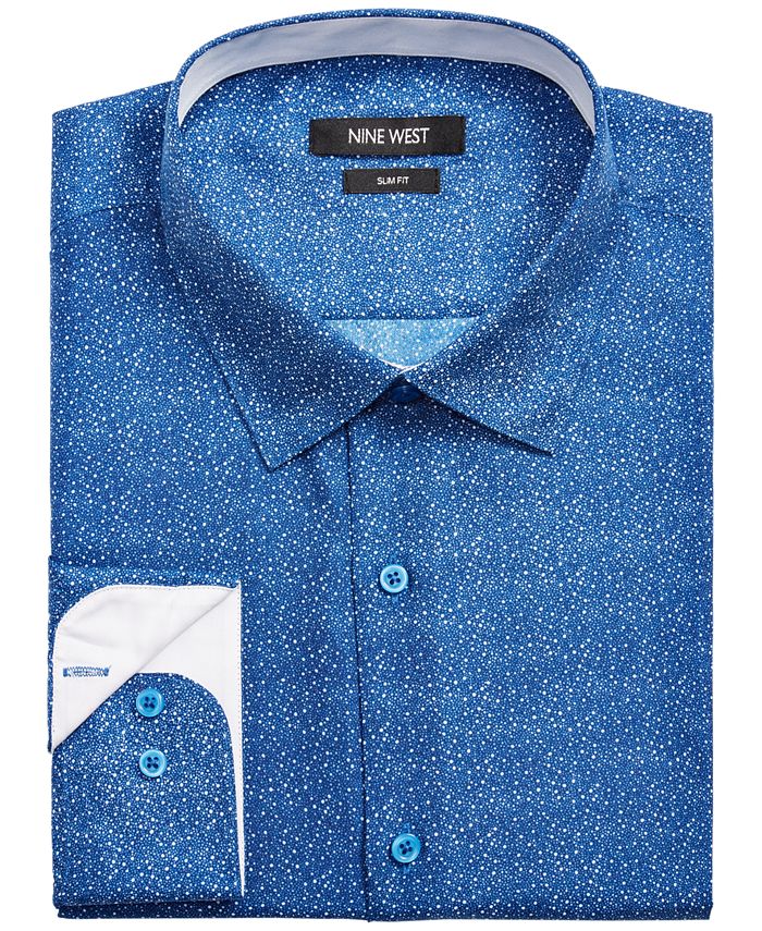 Nine West Men's SlimFit Performance Stretch DotPrint Dress Shirt Macy's