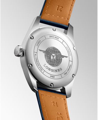 Men's Automatic Spirit Stainless Steel Chronometer Blue Leather Strap Watch 40mm