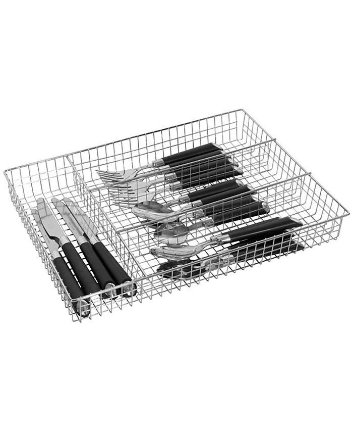 Home Basics 4 Section Chrome Cutlery and Flatware Tray Macy's