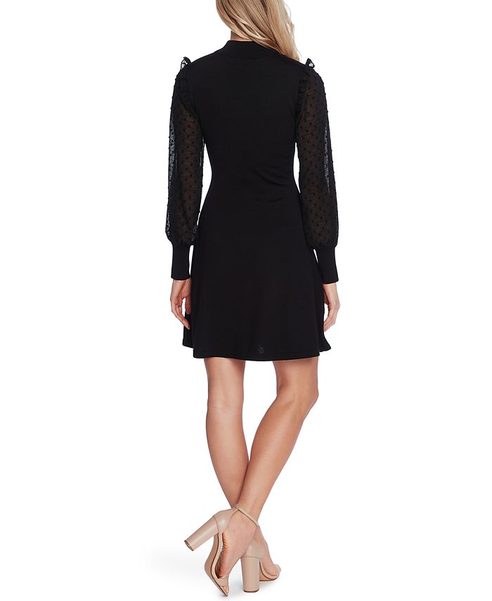CeCe Mock-Neck Semi-Sheer-Sleeve Sweater Dress & Reviews - Dresses ...